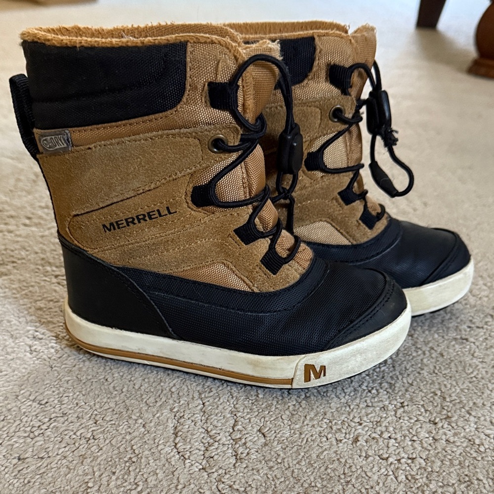 Merrell Kids' Black and Brown Lace-Up Boots